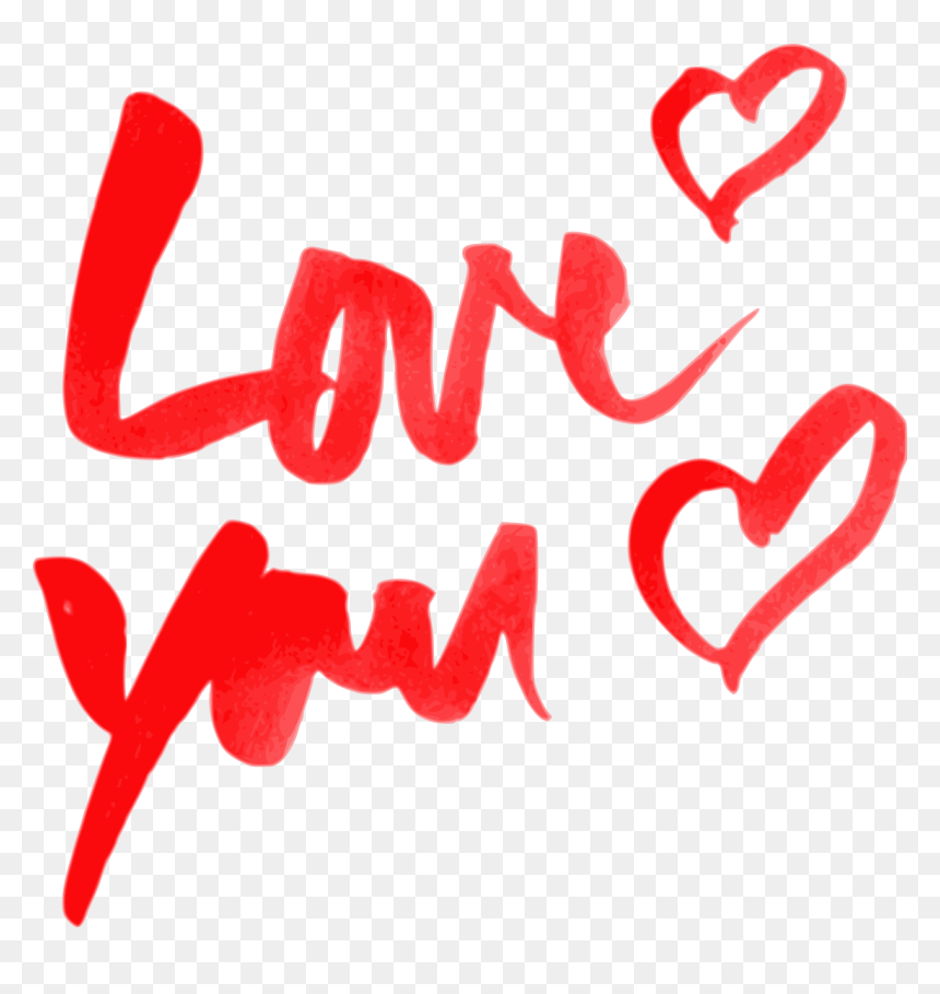 Watercolor Love You Text 4 1 - Heart, HD Png Download - i love you frame png