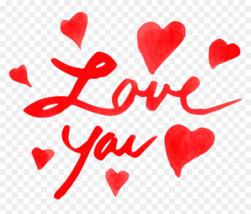 Watercolor Love You Text 6 1 - Heart, HD Png Download - i love you frame png