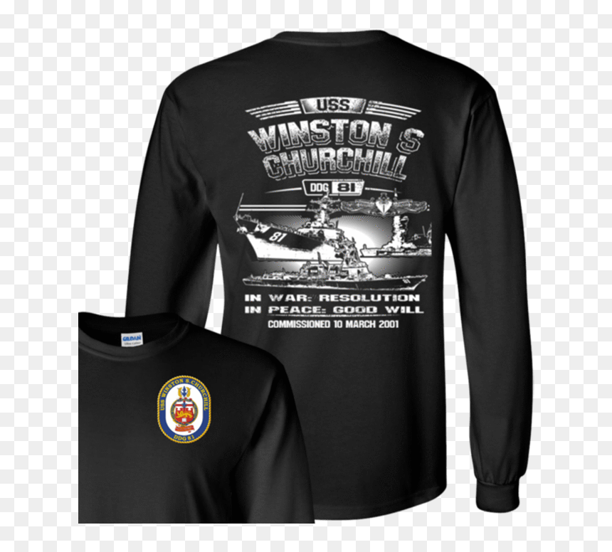 Uss Winston Churchill Ddg 81 T Shirts And Hoodies - Long-sleeved T-shirt, HD Png Download - winston churchill png
