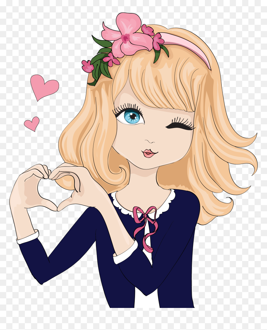 Cartoon Gesture Illustration - Beautiful Cartoon Images Download, HD Png Download - beauty girl png