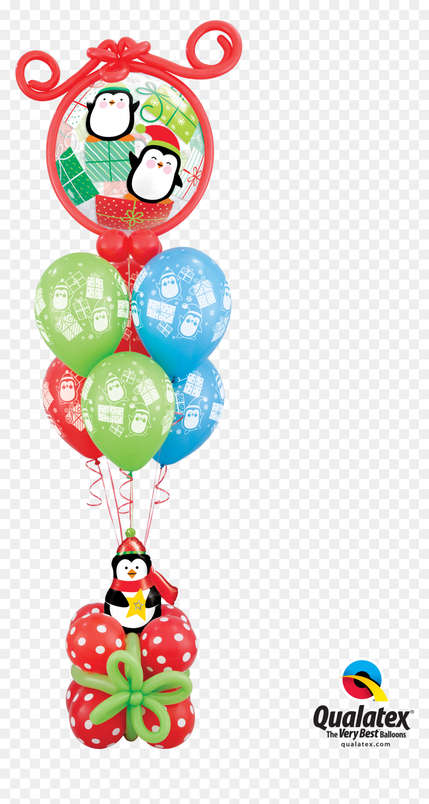 Penguin Christmas Balloon Bouquet - Bouquet De Globos Navideños, HD Png Download - christmas balloons png