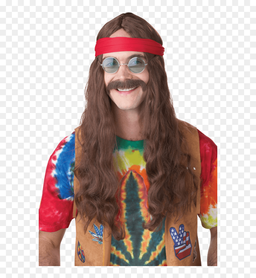 Hippie With Long Hair, HD Png Download - hair wig png for men