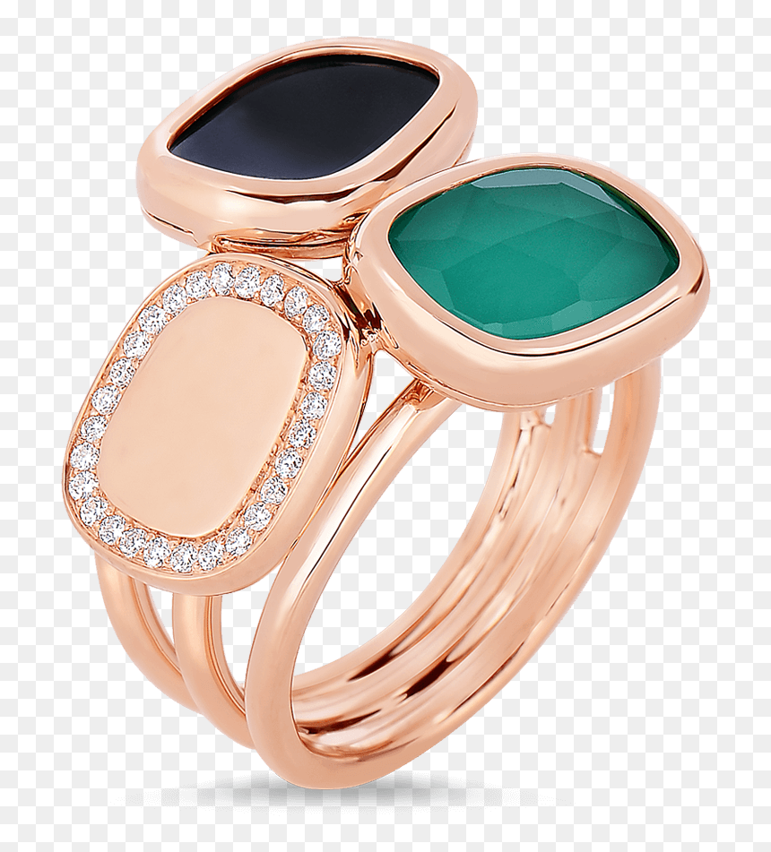 Roberto Coin Black Jade 18k Rose Gold Ring With Black, HD Png Download - golden ring png