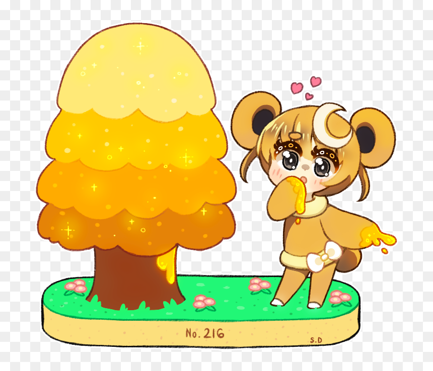 Teddiursa-chan Eating Yummy Honey Uw U - Pokemon Honey Tree, HD Png Download - honey spoon png