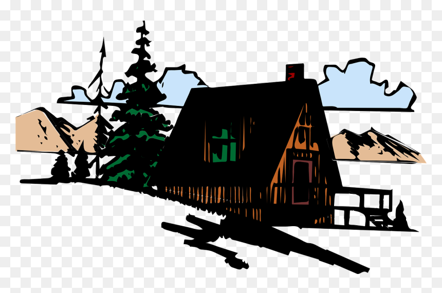 House In The Mountains Clipart, HD Png Download - wooden house png