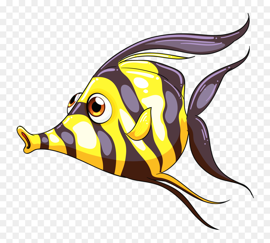 Colored Fish Cartoon Png, Transparent Png - sea fish png