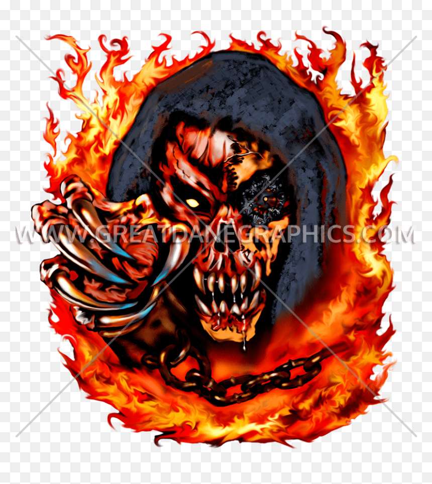 Demonic Skull, HD Png Download - fire skull png