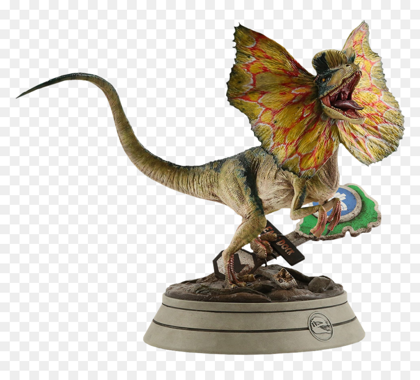 Jurassic Park Dilophosaurus Statue, HD Png Download - dilophosaurus png