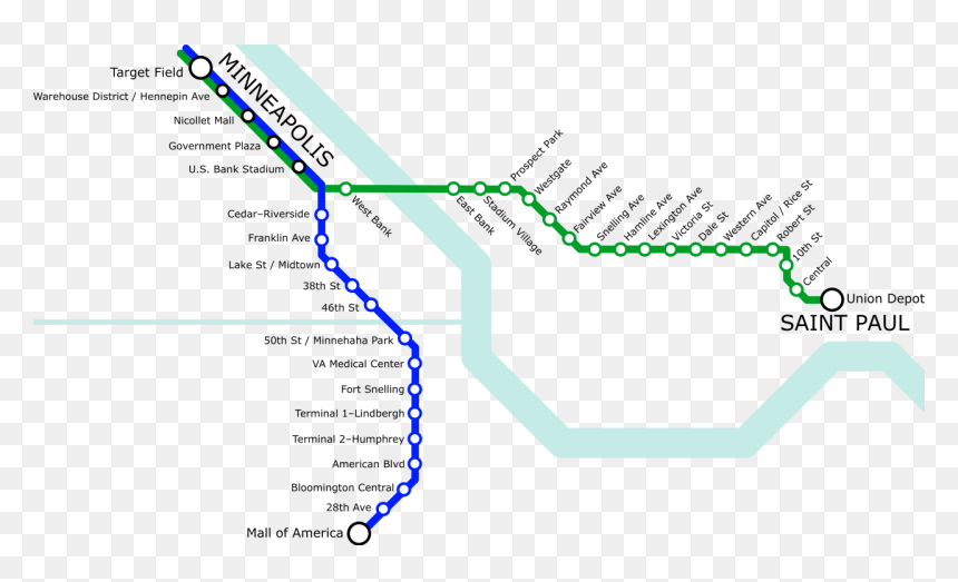 Mn Light Rail Map, HD Png Download - light line png