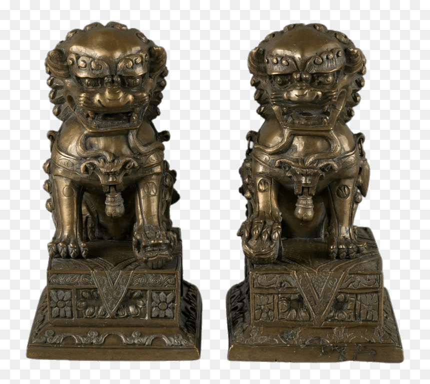 Pair Of Bronze Foo Dogs - Chinese Guardian Lions, HD Png Download - dogs png images