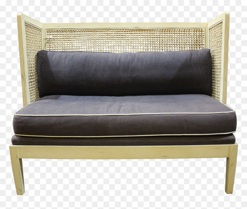 Sofa, Navy Settee Tuted Sette Furniture Boxshaped Wooden - Ottoman, HD Png Download - wooden sofa png