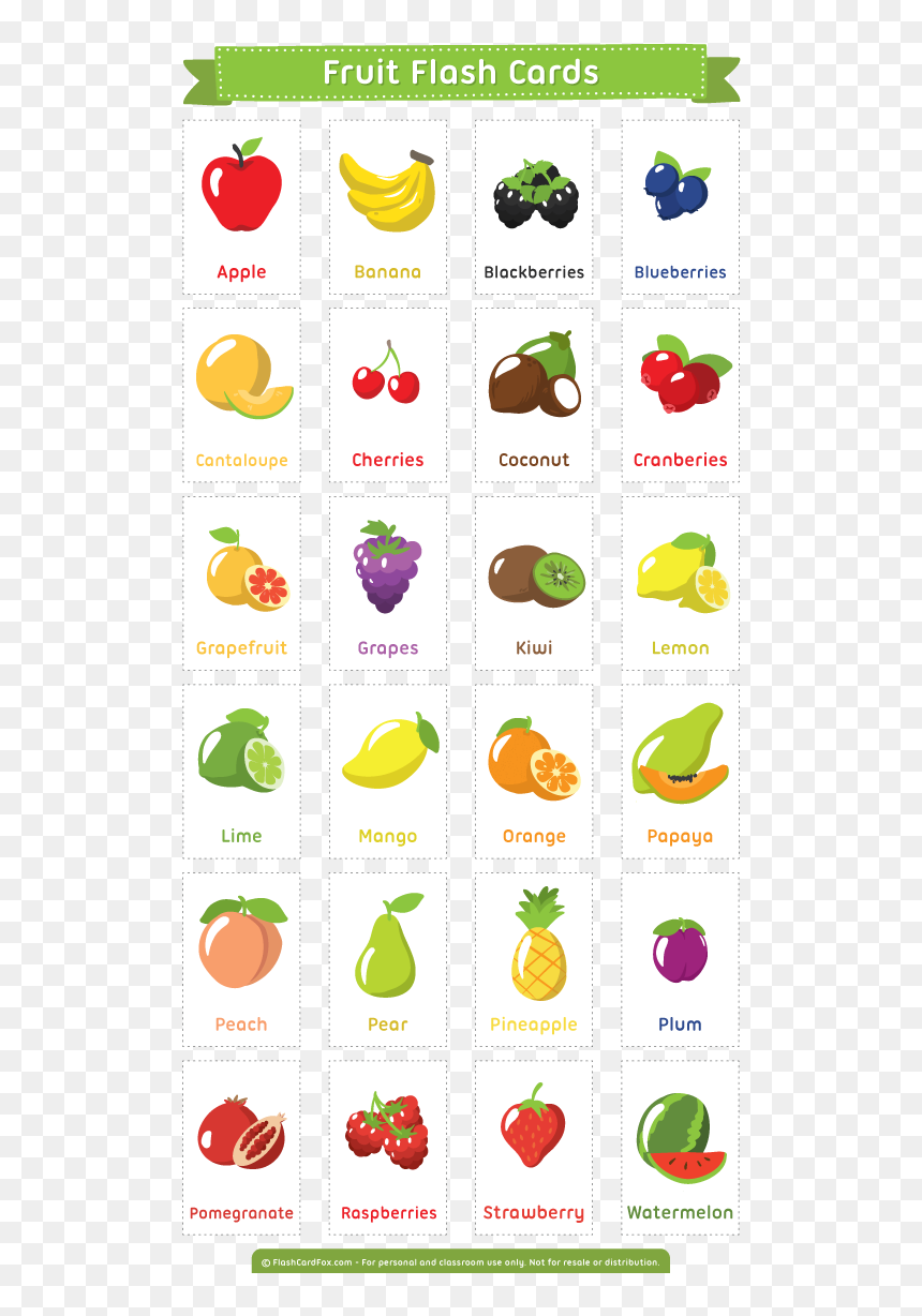 Fruit & Vegetable Flash Cards Busy Little Bugs - Flashcard, HD Png Download - fruits png image