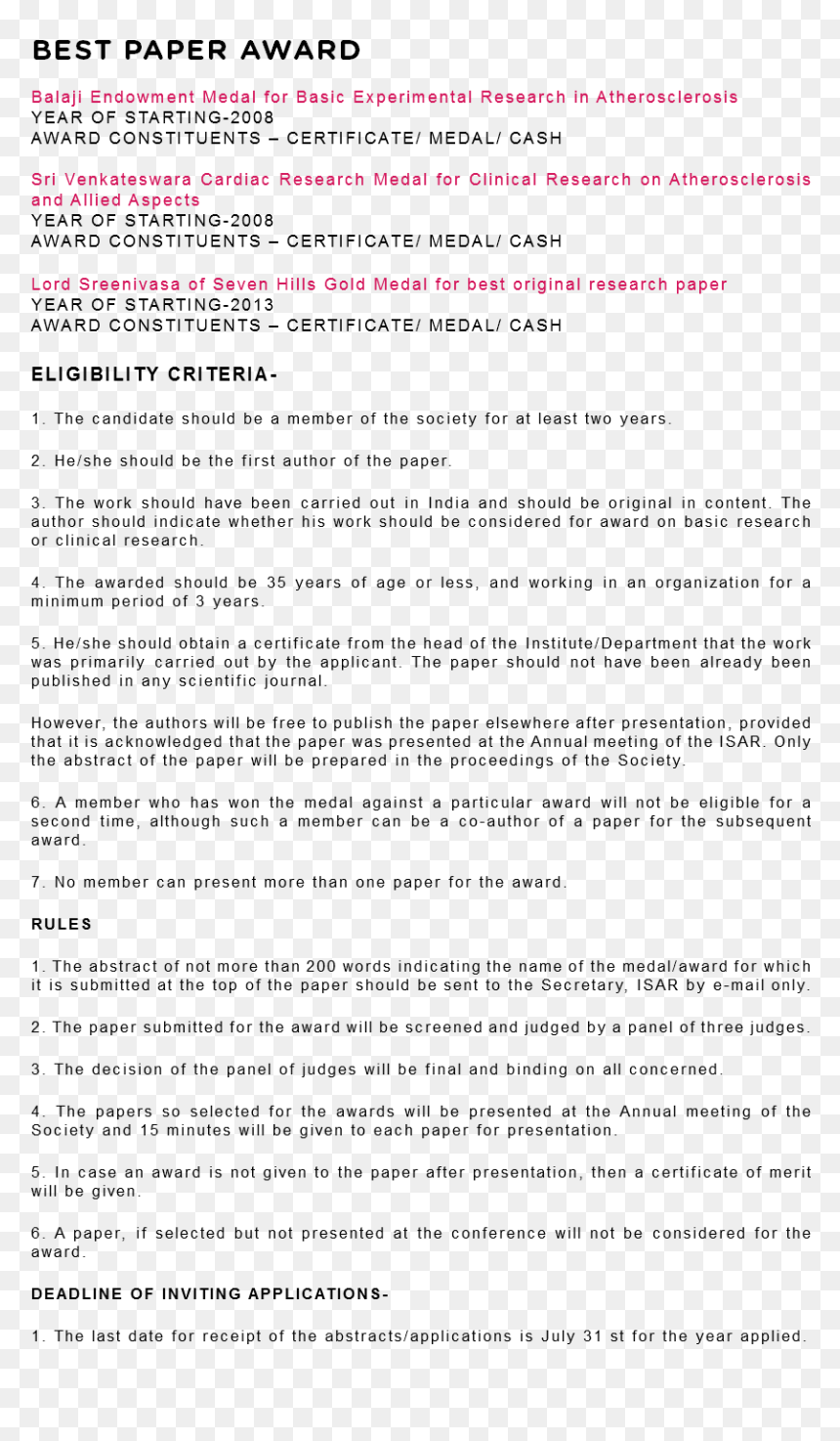 Best Paper Award Balaji Endowment Medal For Basic Experimental - Page Proposal, HD Png Download - balaji images png