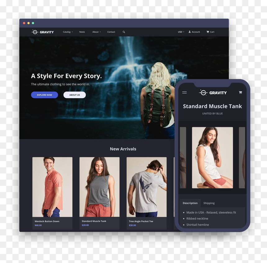 Gravity Theme Gravity Theme - Dark Theme Website Shopify, HD Png Download - shopify png