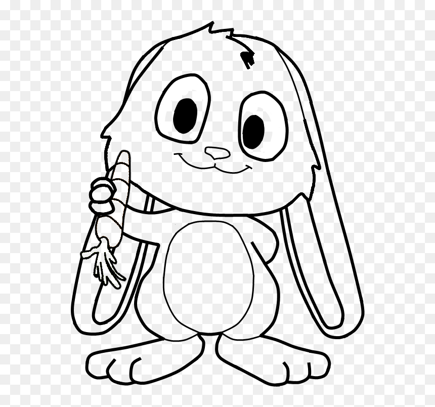 Bunny Snuggle Bunny Template 18 By Schnuffelkuschel - Bunny Clipart Black And White, HD Png Download - kawaii bunny png