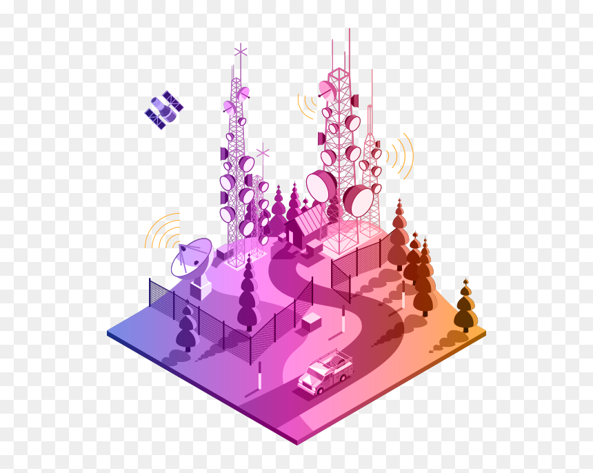 Telecommunications Illustration With Purple To Yellow - Esri Telecom, HD Png Download - illustration png