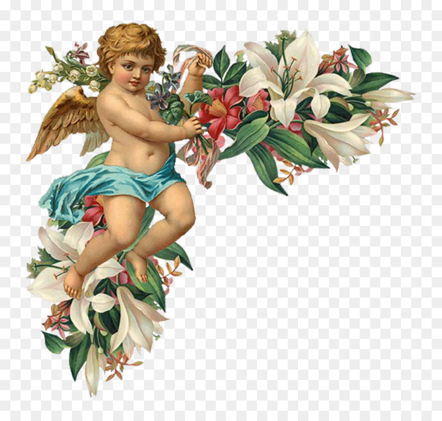 Engel Auf Blumenranken - Cherub Angel, HD Png Download - angelitos png