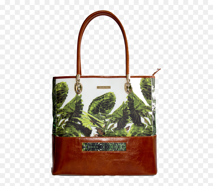 Green Jungle Tote Leather Bag Tan Leather - Tote Bag, HD Png Download - leather bag png