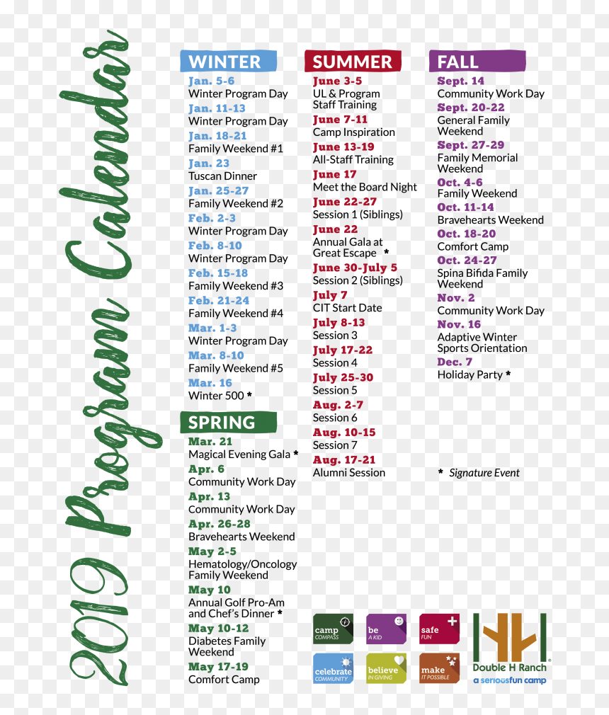 2019 Program Calendar Graphic - Double "h" Ranch, HD Png Download - ranch png