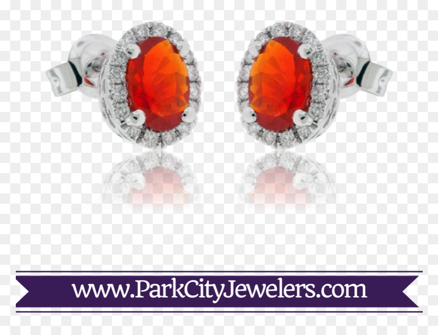 Oval Fire Opal And Diamond Stud Earrings , Png Download - Earrings, Transparent Png - stud png
