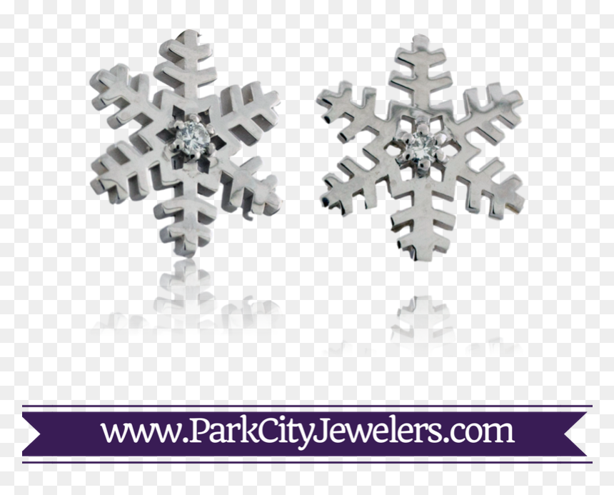 Single Diamond Snowflake Stud Earrings , Png Download - Cross, Transparent Png - stud png