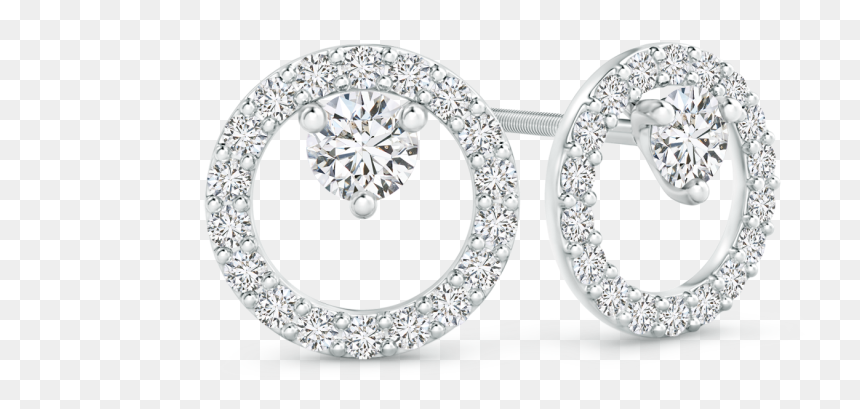 Floating Lab Grown Diamond Circle Stud Earrings - Diamond Circle Stud Earrings, HD Png Download - stud png