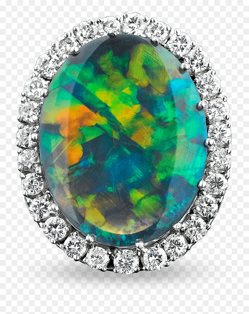 Transparent Opal Oval - Pm Opal Diamond Ring Estate, HD Png Download - opal png