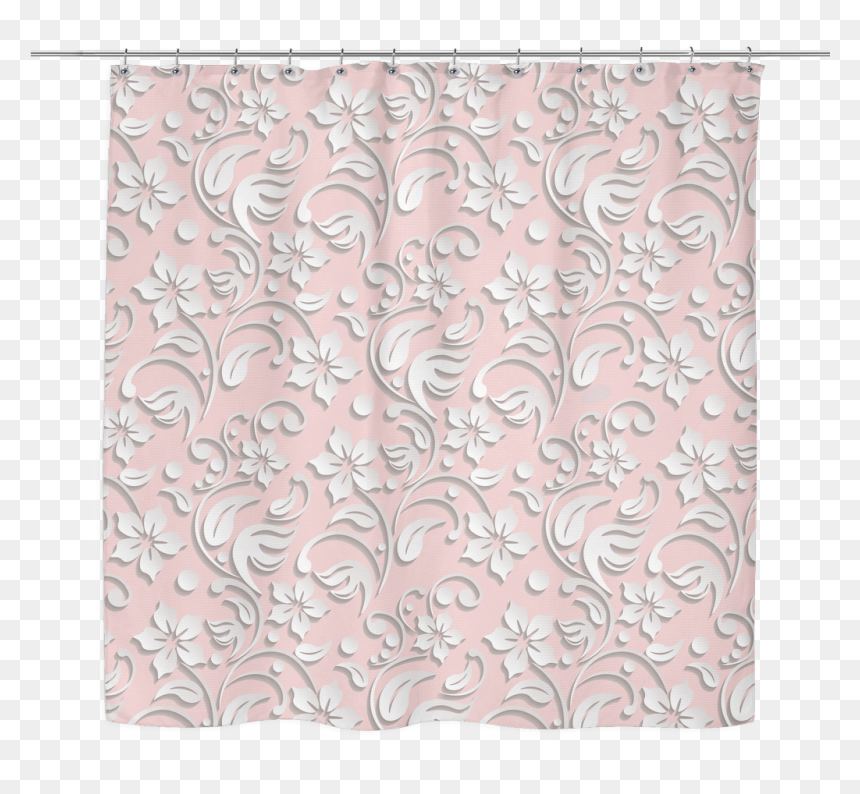 White Embossed Floral Print Shower Curtain 70 X 70 - Park Güell, HD Png Download - floral print png