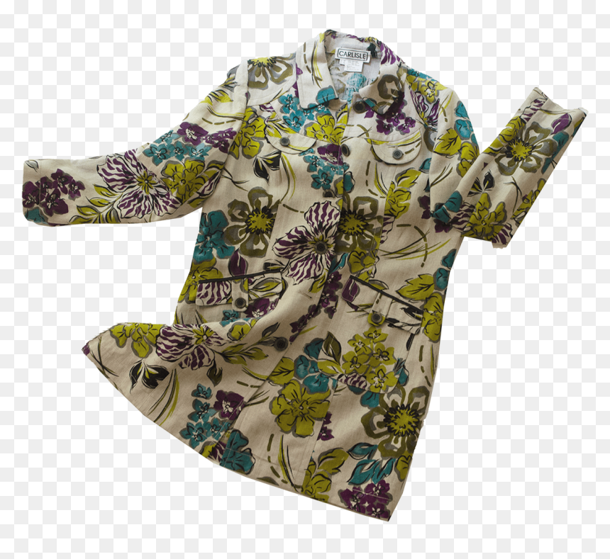 Carlisle Designer Blazer, Linen Floral Print, Size - Blouse, HD Png Download - floral print png