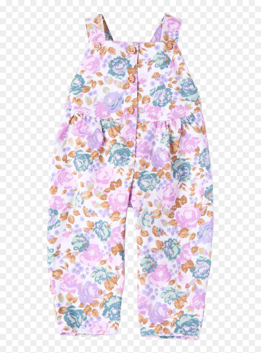 Floral Print Corduroy Dungaree - Skirt, HD Png Download - floral print png