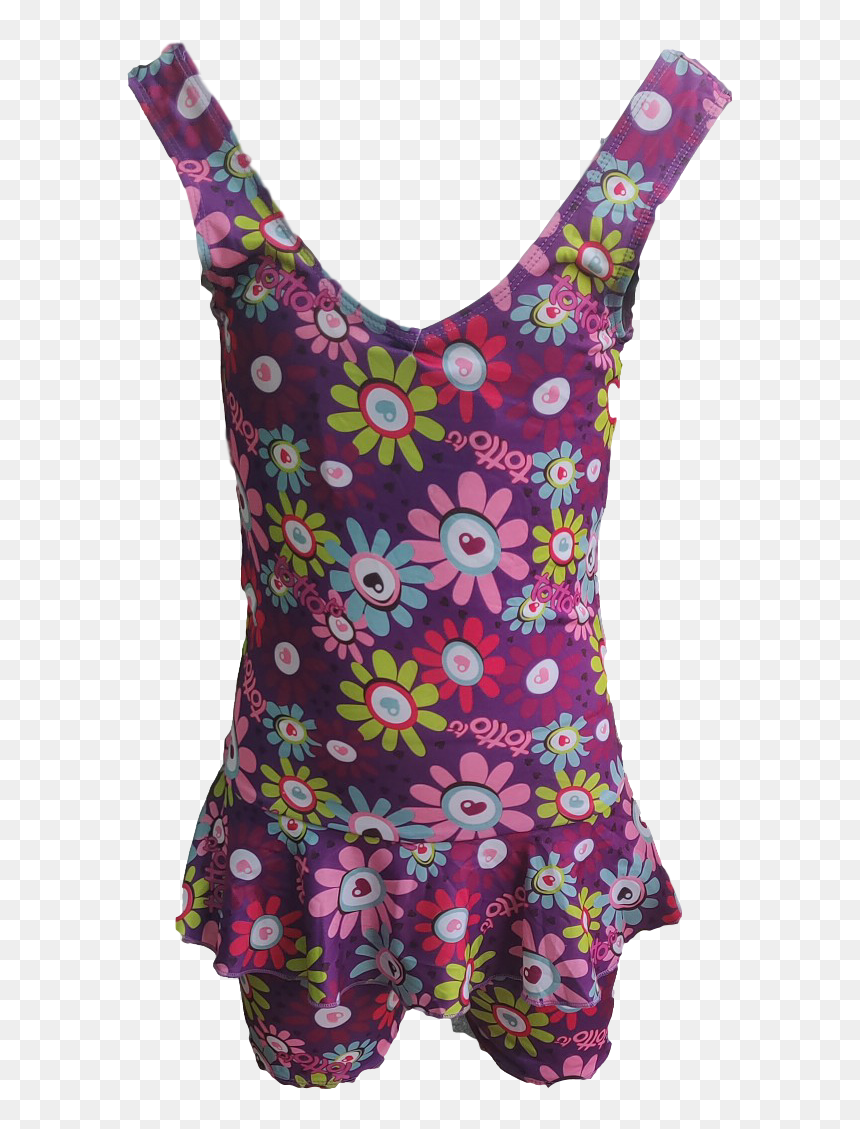 Women Floral Print Swimming Dress - Maillot, HD Png Download - floral print png