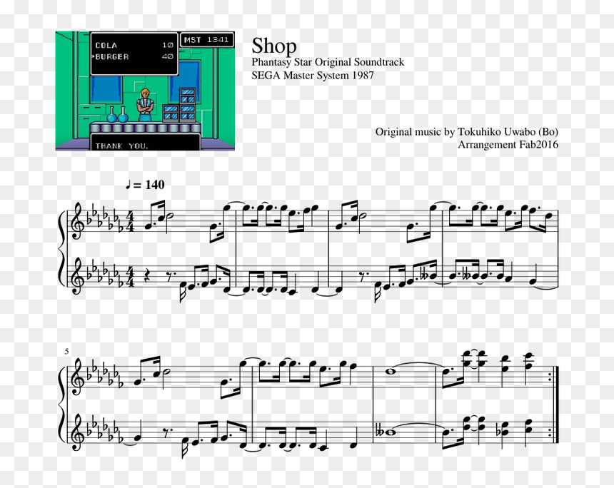 Phantasy Star Original Soundtrack Sega Master System - Sheet Music, HD Png Download - sega master system png