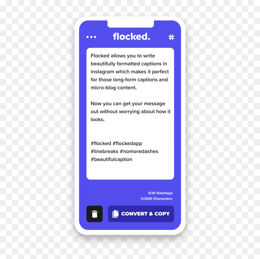 Flocked Write Better Captions For Instagram - Mobile Phone, HD Png Download - instagram text png