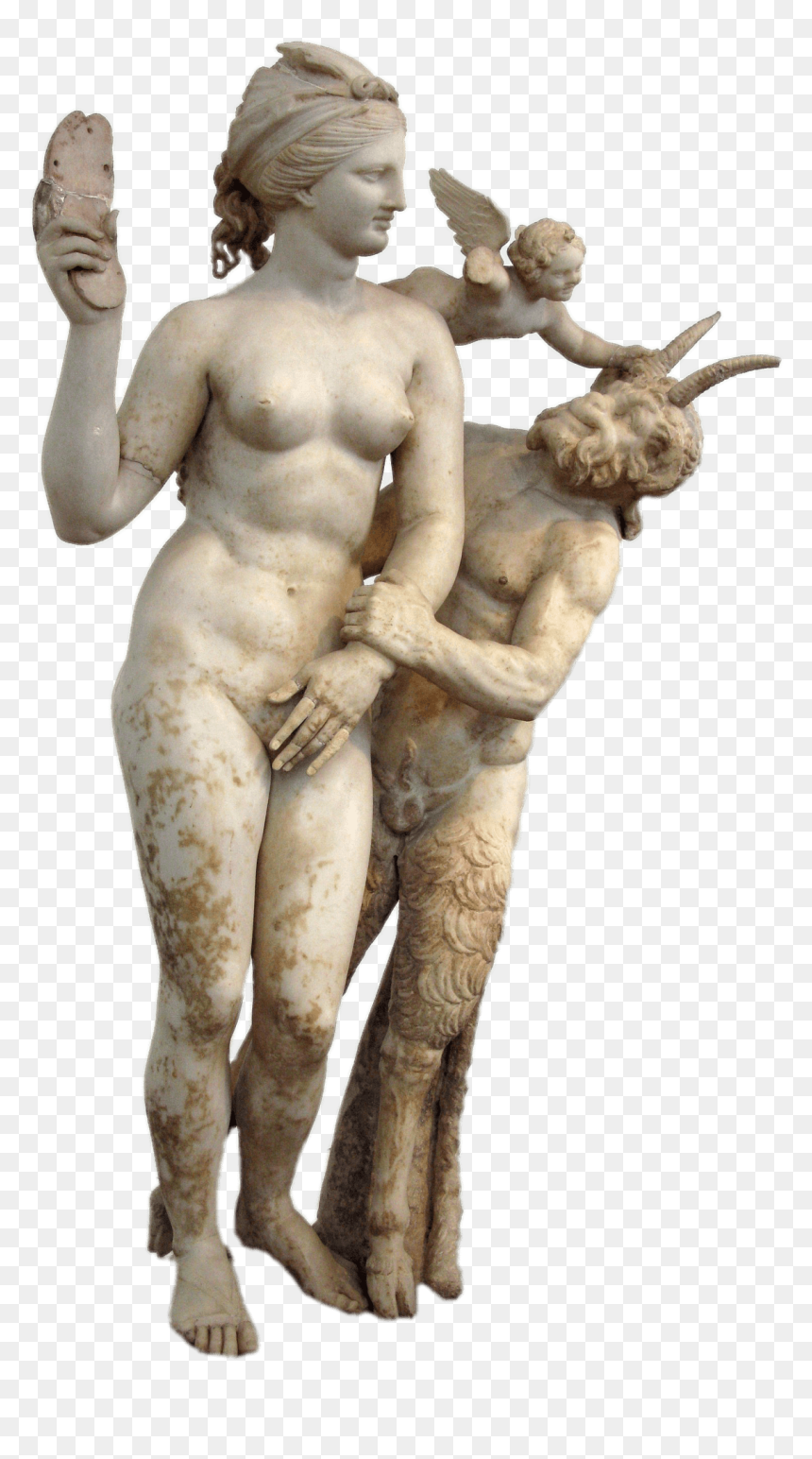 Statuette Of Aphrodite And Eros Chasing Pan - National Archaeological Museum, HD Png Download - aphrodite png