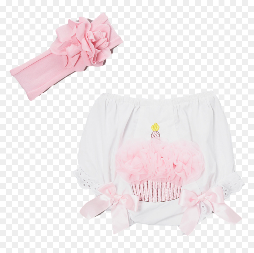 Pink Cupcake Ruffle Diaper Cover & Headband - Garden Roses, HD Png Download - pink cupcake png
