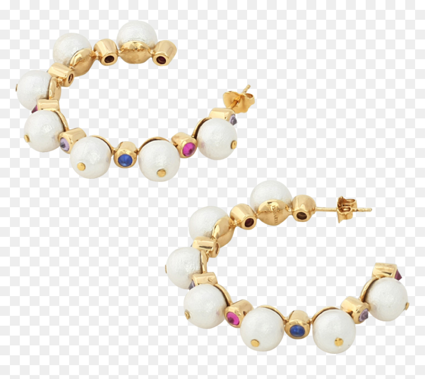 Temple Muse Pearl Hoop Earrings - Bracelet, HD Png Download - hoop earring png