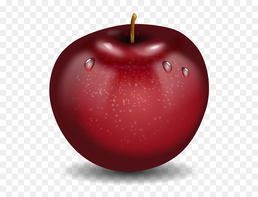 Vector Drawing Of Photorealistic Red Wet Apple - Purple Apple Clipart, HD Png Download - apple vector png