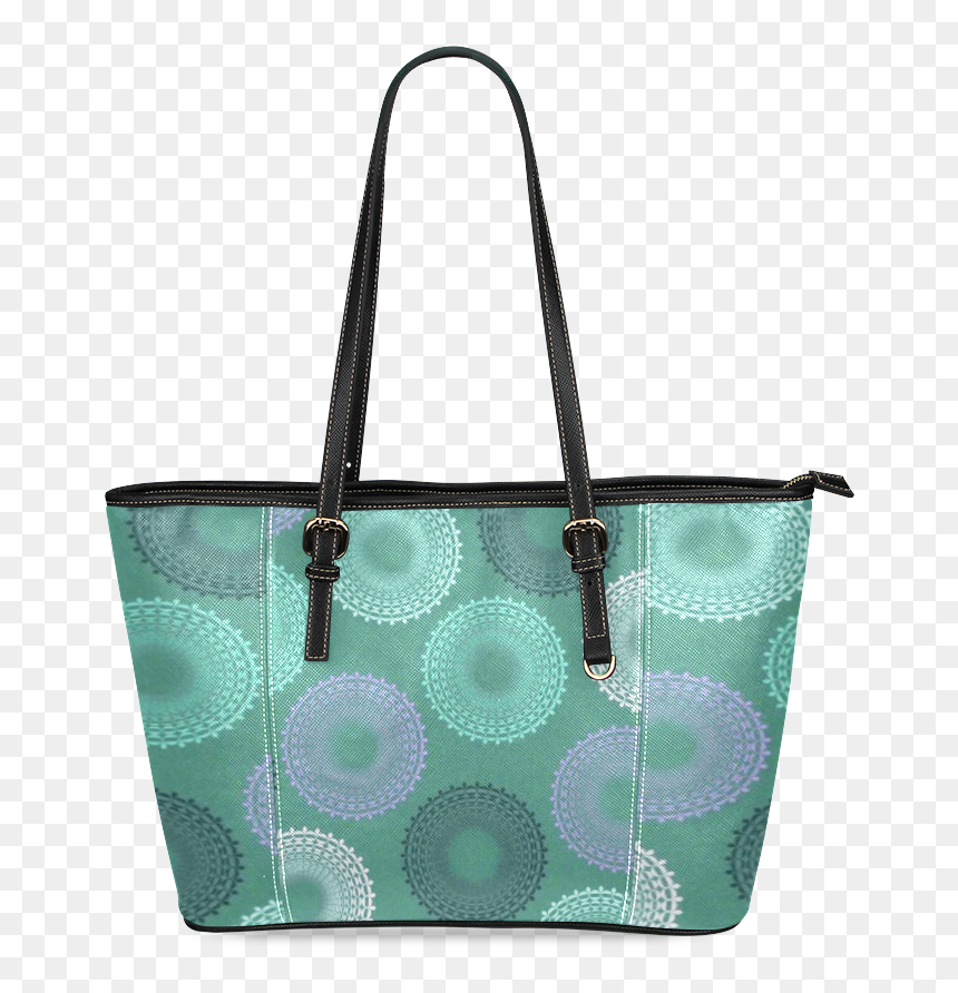 Teal Sea Foam Green Lace Doily Leather Tote Bag/small - Handbag, HD Png Download - lace doily png