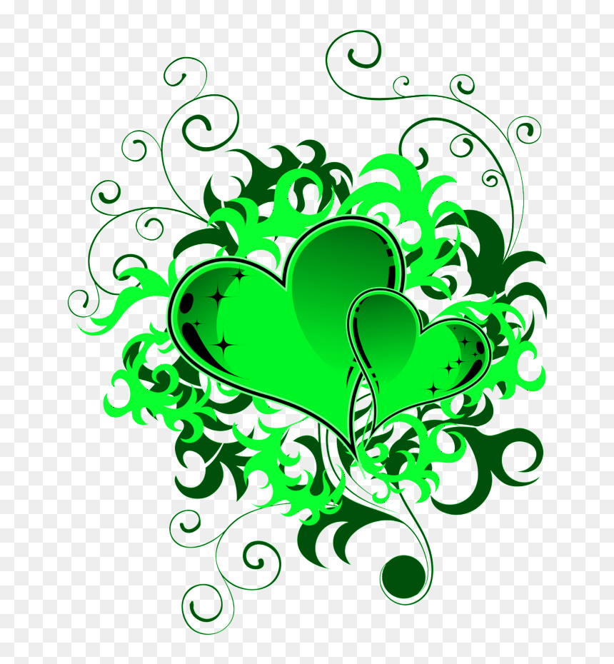 Mq Green Hearts Hearts Swirls Swirl - Background, HD Png Download - swirl png no background