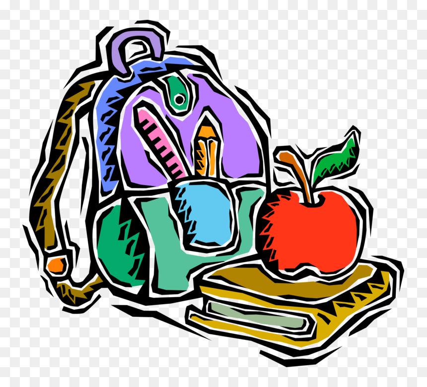 Vector Illustration Of Student Knapsack Or Backpack, HD Png Download - apple vector png