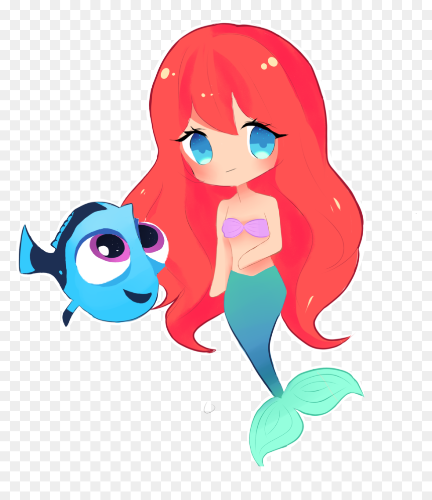 Cute Mermaid Drawings - Cute Baby Mermaid Drawing, HD Png Download - cute mermaid png