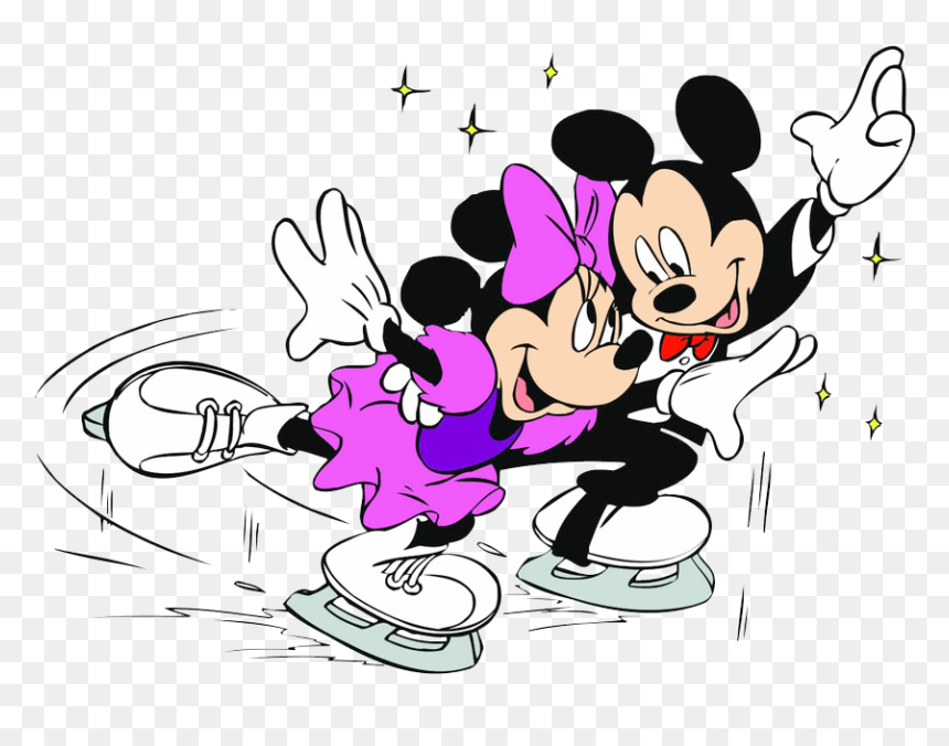 Mickey Minnie Sports Clipart - Mickey Mouse And Minnie Mouse Ice Skating, HD Png Download - mickey and minnie png