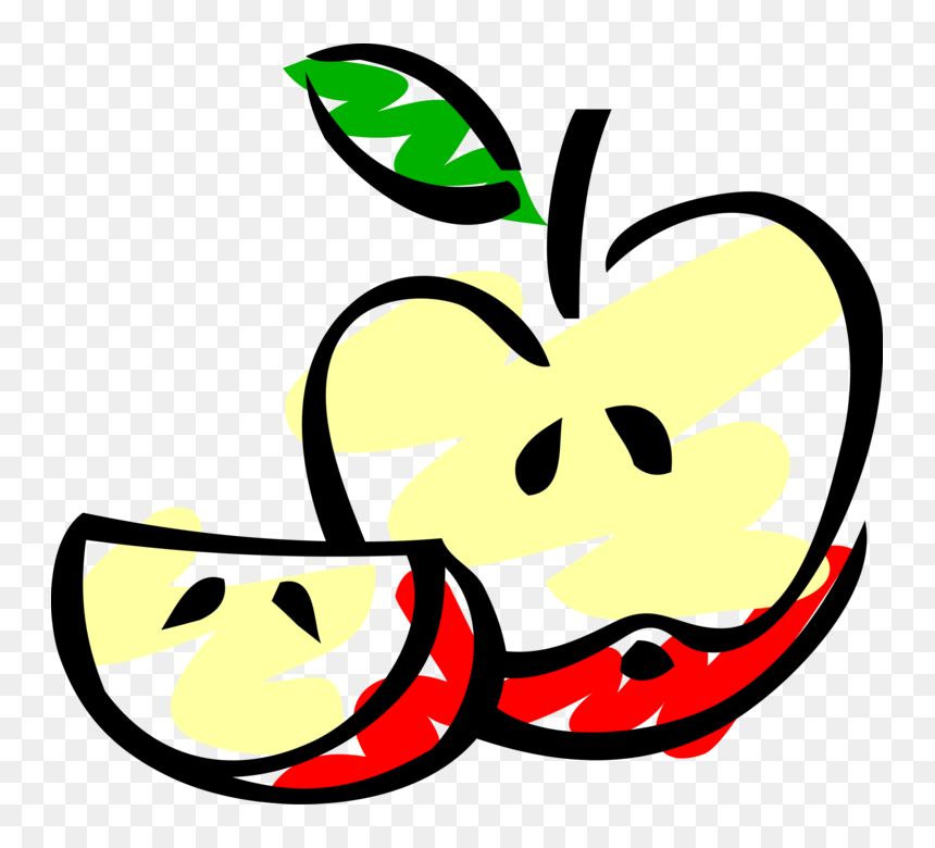 Vector Illustration Of Sliced Apple Pomaceous Edible - Sliced Apple Art, HD Png Download - apple vector png
