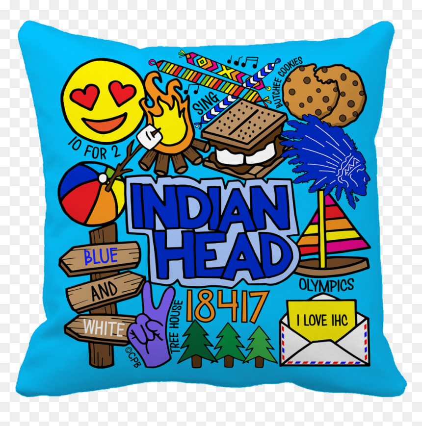Indian Head Throw Pillow - Camp Collage, HD Png Download - indian head png
