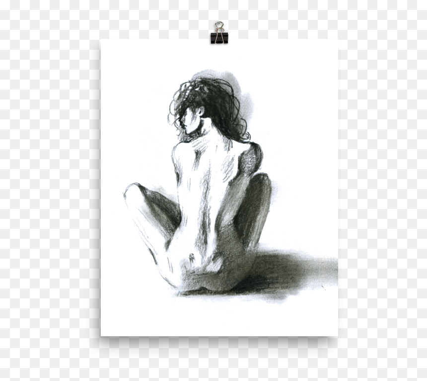 Printed Watercolor Hot Girl Poster Of A Sexy Naked - Figure Drawing, HD Png Download - sexy girl silhouette png