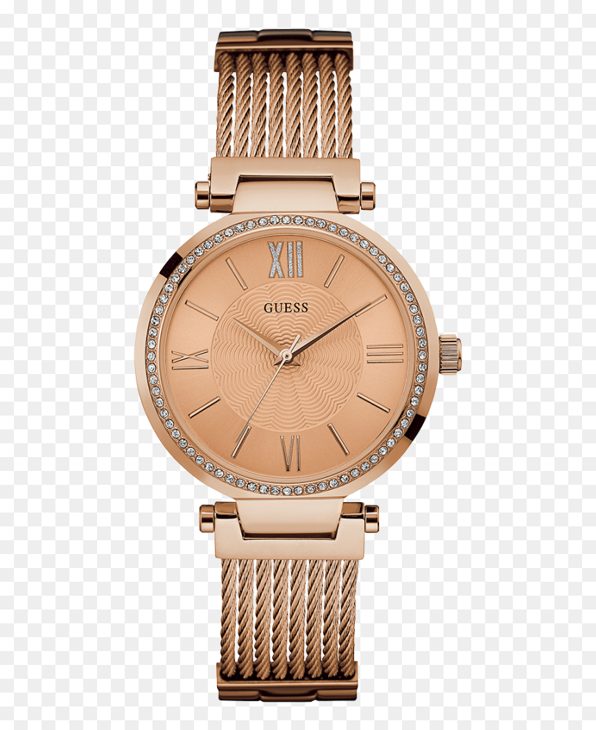 Rose Gold Tone Case Rose Gold Tone Stainless Steel/mesh - Guess Brand Ladies Rose Gold Watch, HD Png Download - metal mesh png