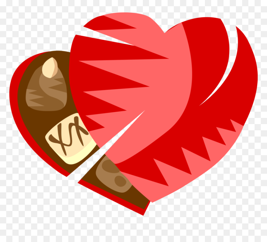 Vector Illustration Of Box Of Heart-shaped Valentine"s - Illustration, HD Png Download - chocolate vector png