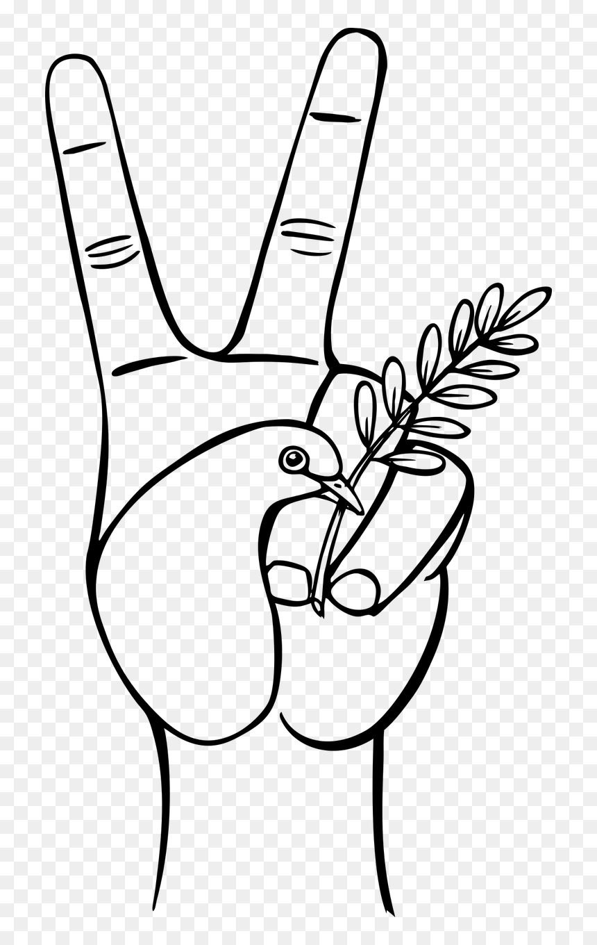 Black And White Palestine Clipart, HD Png Download - peace hand png