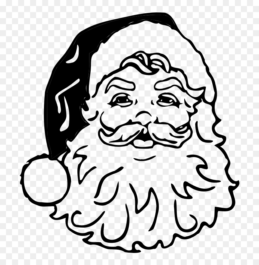 Clipart - Santa Black And White, HD Png Download - santa head png