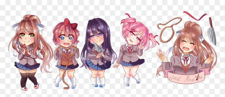 Set Doki Doki - Cartoon, HD Png Download - monika doki doki png